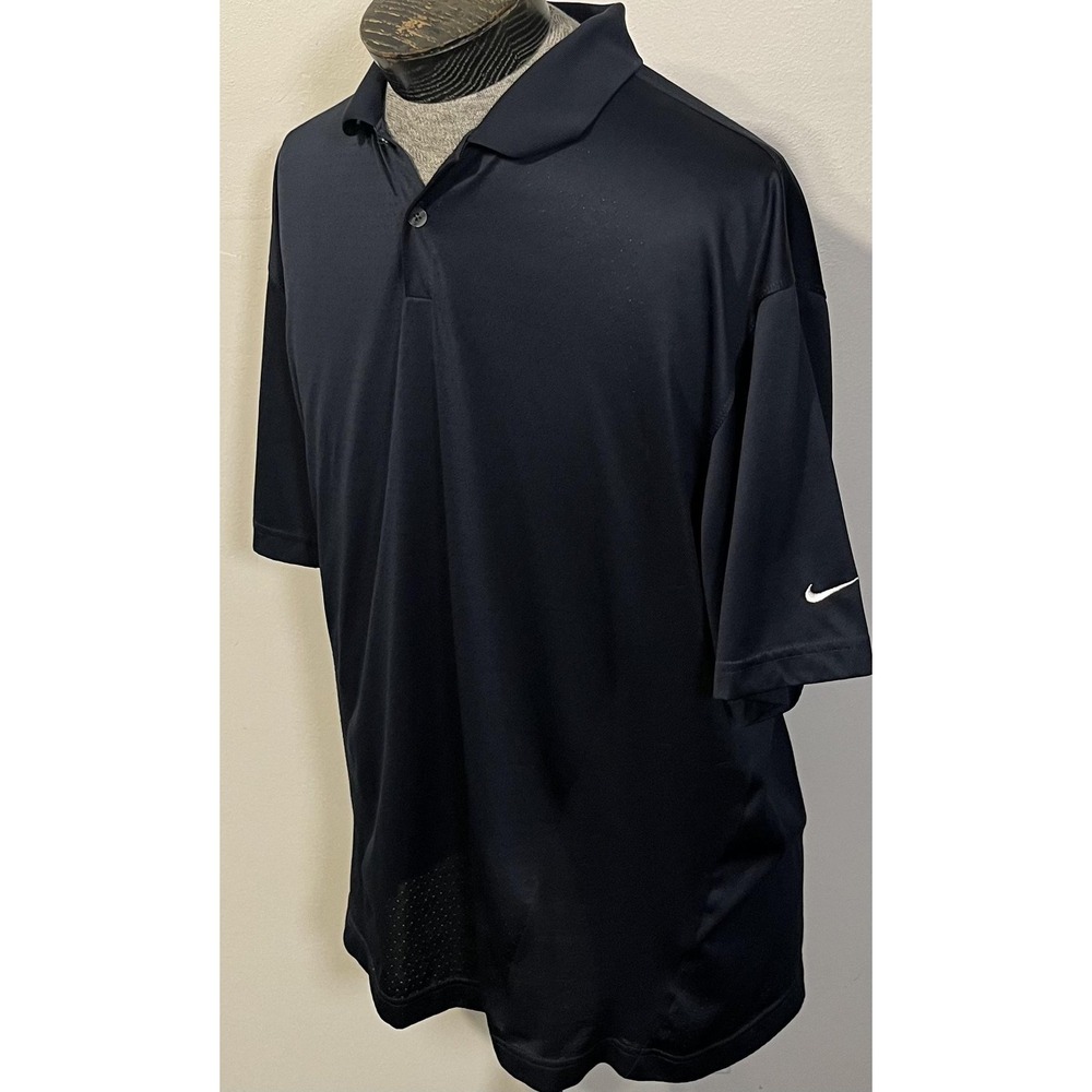 Nike Polo Shirt Mens XL Navy Blue FitDry Golf Performance Short Sleeve - Picture 4 of 9
